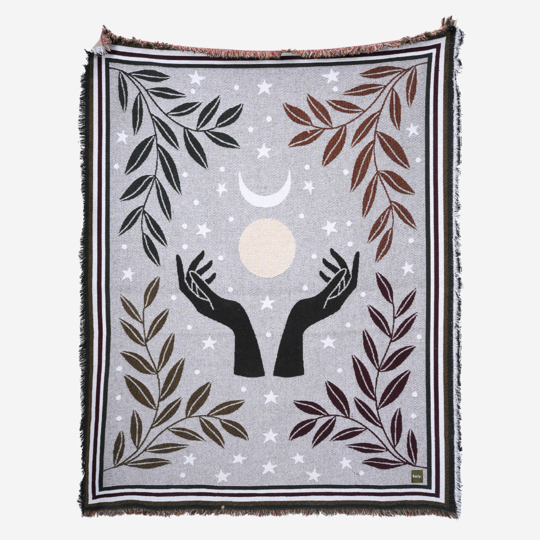 celestial palms stitched throw - hmly.