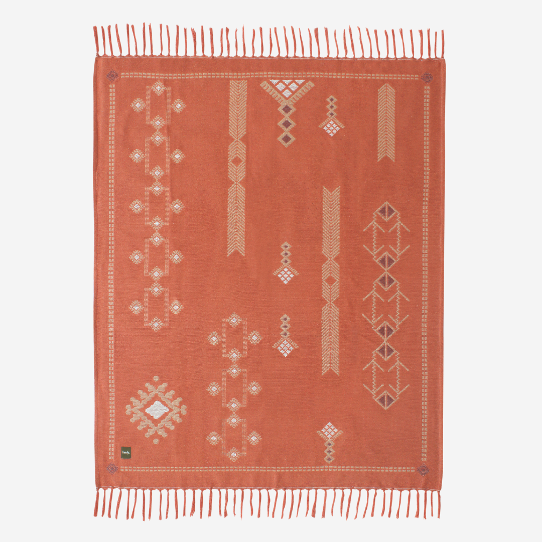 orange diamond woven throw - hmly.