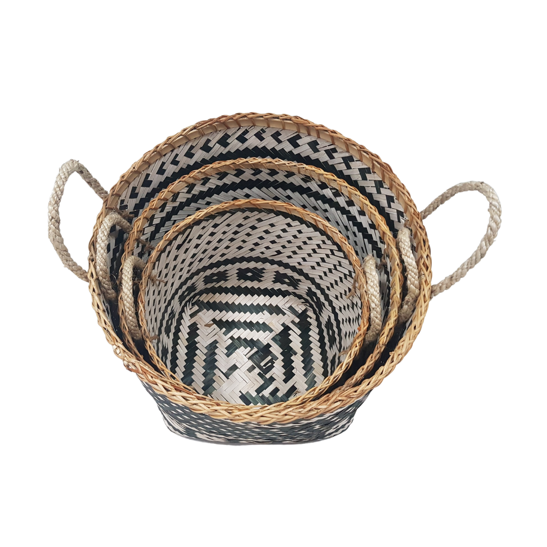 black & white woven basket - hmly.