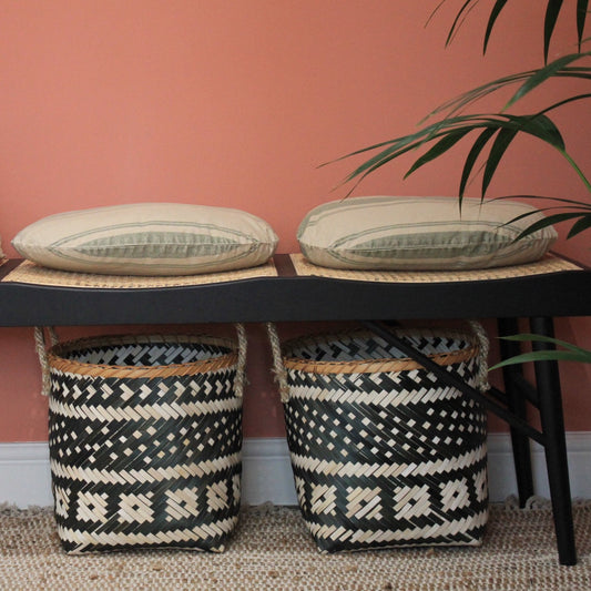 black & white woven basket - hmly.