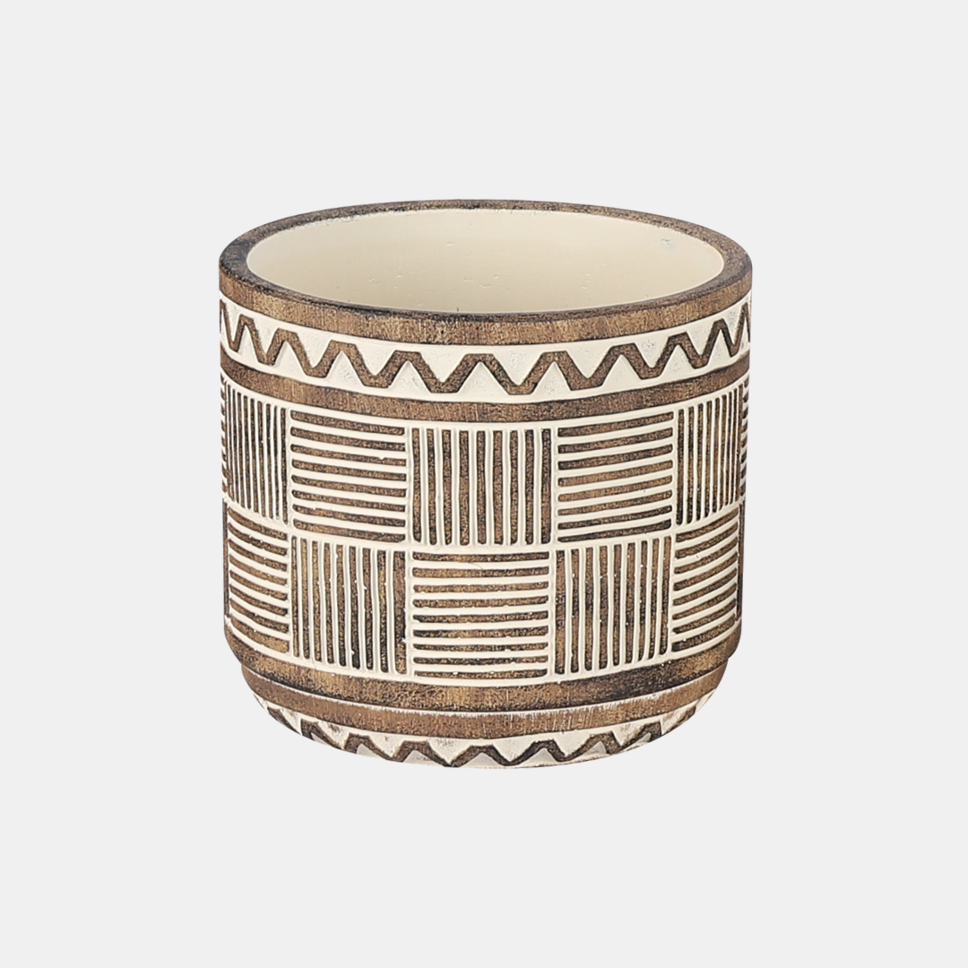 etched tribal pattern plant pot - hmly.