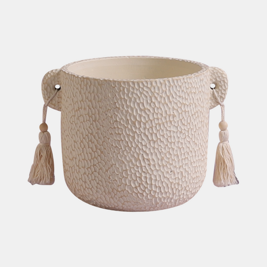 carved tassel plant pot - hmly.