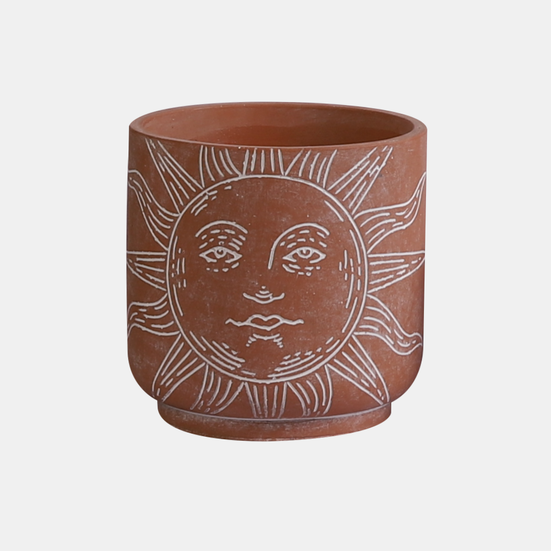 terracotta sun plant pot - hmly.