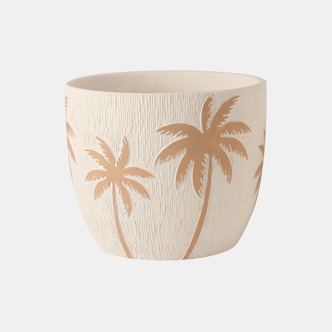 etched palm tree plant pot - hmly.