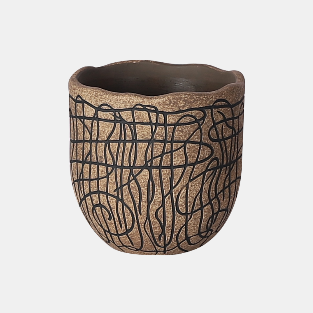 painted squiggle plant pot - hmly.