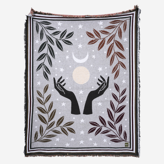 celestial palms stitched throw - hmly.