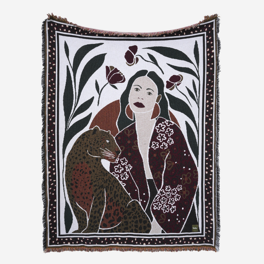leopard lady stitched throw - hmly.