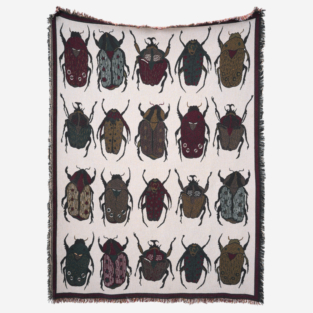 bugs and beatles stitched throw - hmly.