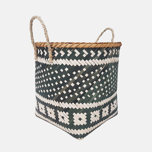 black & white woven basket
