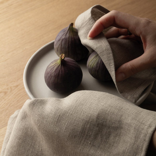 set of 2 striped linen tea towels - hmly.